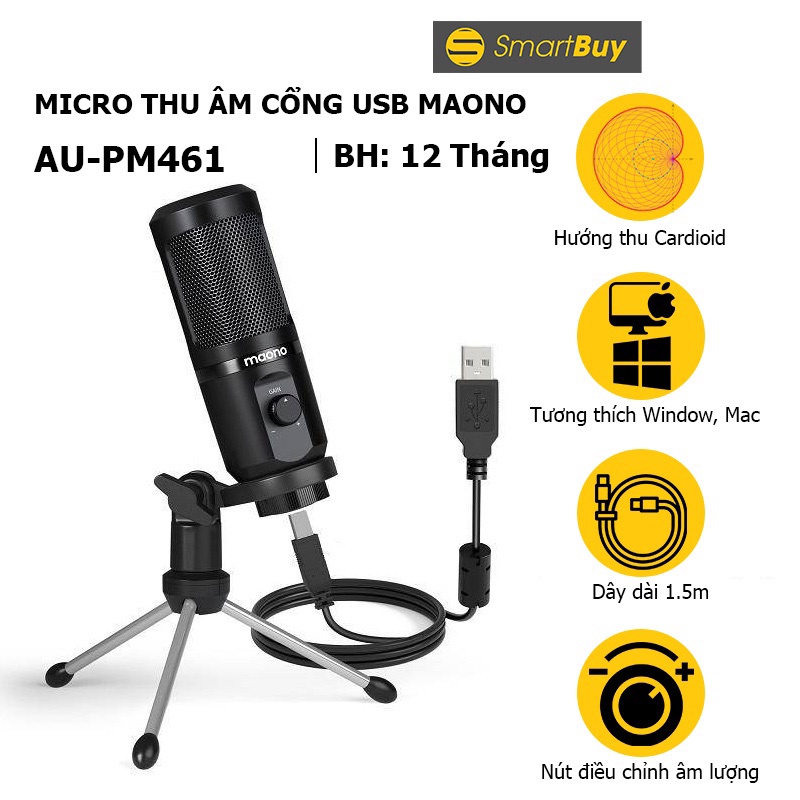 Maono AU-PM461TR, micro cổng USB có thể tùy chỉnh âm lượng - Hàng chính hãng