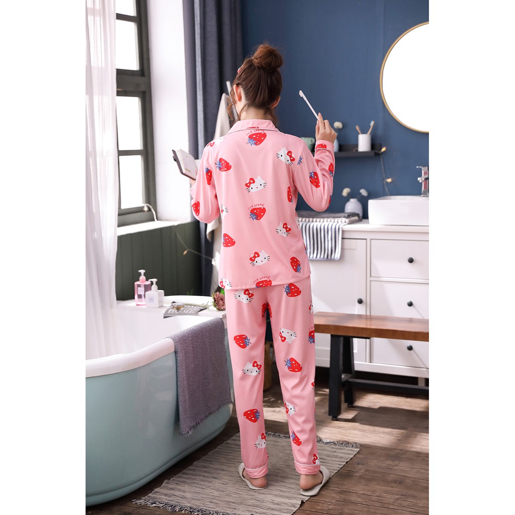 [Hàng Sẵn] Bộ Mặc Nhà Pijama Dài Tay - Phong Cách Hàn Quốc 2019 - Sợi Tơ Sữa Cao Cấp Mềm, Mịn - Siêu Dễ Thương