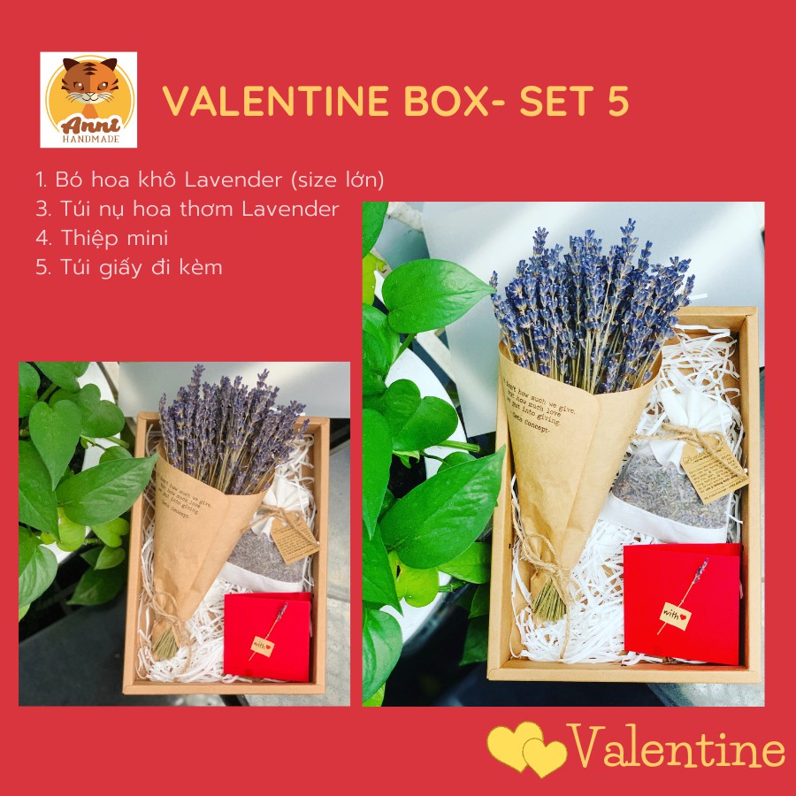 Quà tặng bạn gái, quà tặng sinh nhật, quà tặng hoa khô handmade Lavender Gift Box (Hộp draft cao cấp)