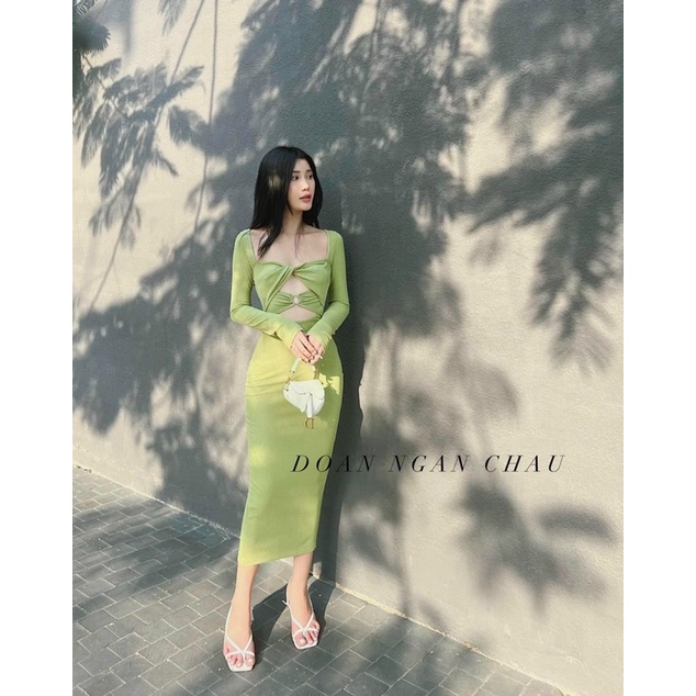 Đầm body tay dài xoắn ngực