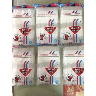 1 bịch ống hút 2 đầu xoắn trắng