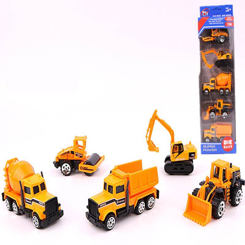 BỘ VĨ 5 XE ĐỒ CHƠI MINI CỨU HỎA, CÔNG TRƯỜNG, CẢNH SÁT BẰNG HỢP KIM