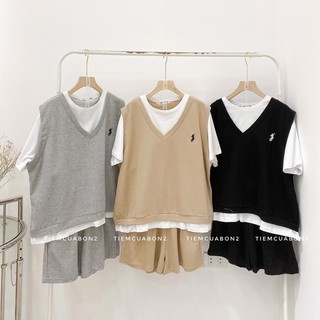 Set áo phối & quần short thun 3 màu