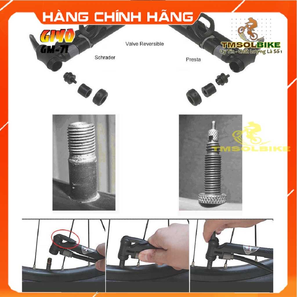 Bơm xe đạp mini Gắn Xe Giyo Siêu nhỏ GM 71