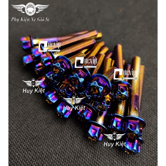 Bộ Ốc Lốc Máy Salaya Inox 304 Xi Titan Cho Win X, Ex, Sonic,Raider, Satria, Sirius,Future, SH, Jupiter, Vision, Dr, Wave
