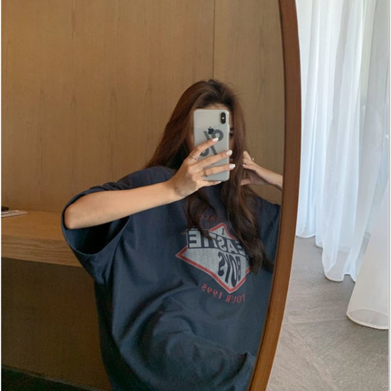 Korean Style Wide Short Sleeve T-shirt For Women