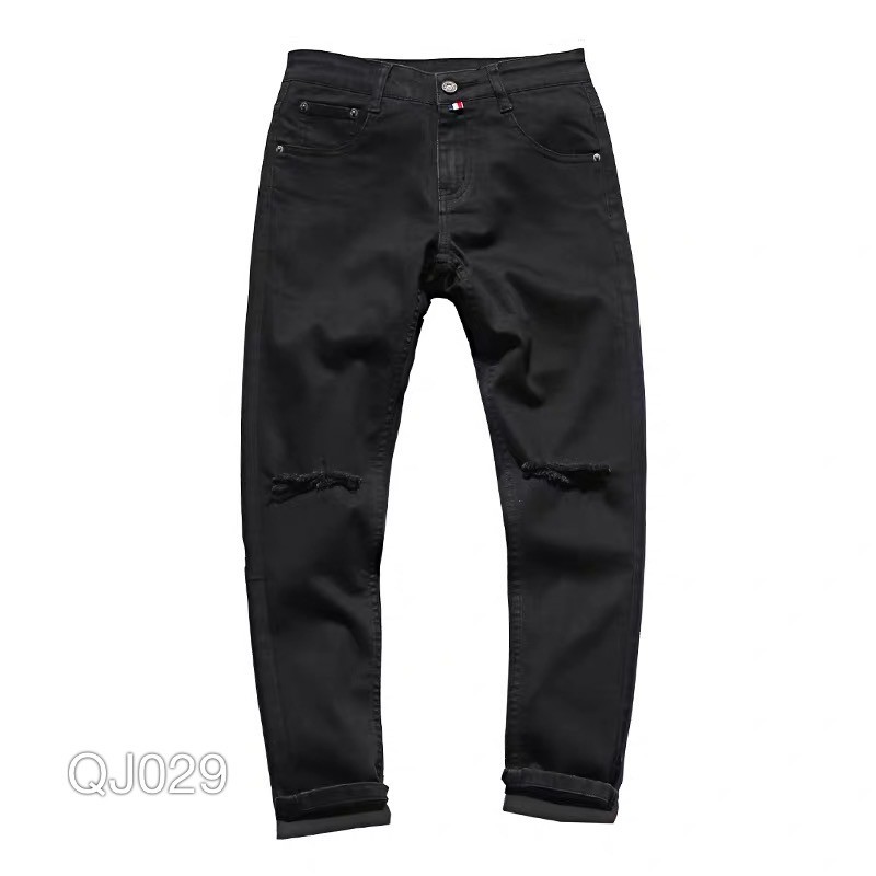 QJ029 - QUẦN JEAN NAM ĐEN RÁCH GỐI | BigBuy360 - bigbuy360.vn