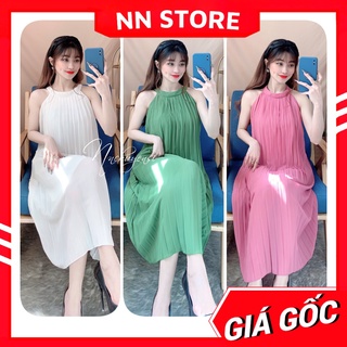 Đầm suông xếp li chất voan mềm mát cổ yếm dễ thương Bầu bí bon chen thoải mái Đầm bầu TP117