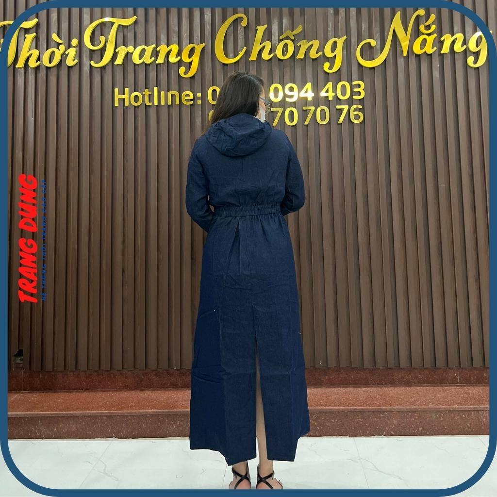 Váy chống nắng nữ Trang Dung vải Bò Jean 3 lớp cao cấp, thiết kế xẻ sau thời trang che kín chân chống nắng và tia UV
