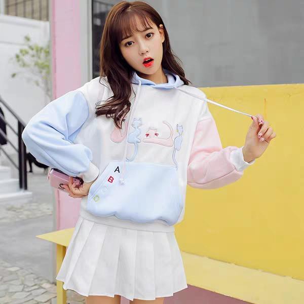 Áo Khoác Hoodie Nỉ Thời Trang Nữ In Nổi Hình 4 Con Mèo Cute Cho Mùa Đông | WebRaoVat - webraovat.net.vn