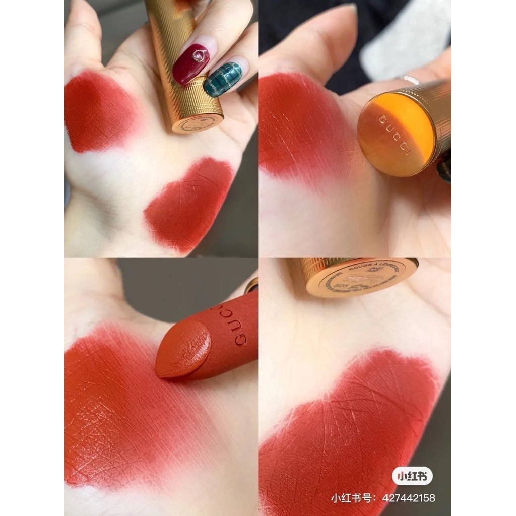 Son Gucci màu 505M chất matte đỏ cam đất