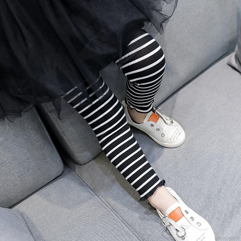 Quần legging họa tiết kẻ sọc thời trang thoải mái cho bé gái