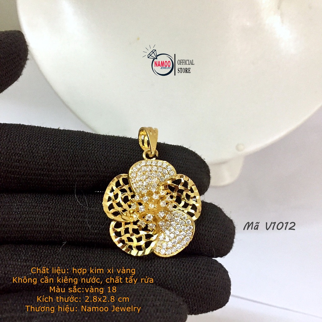 Dây CHuyền Nữ V1012 Mặt Hoa Lớn Kết Hợp Dây Hoa Thị V011 Bản Lớn