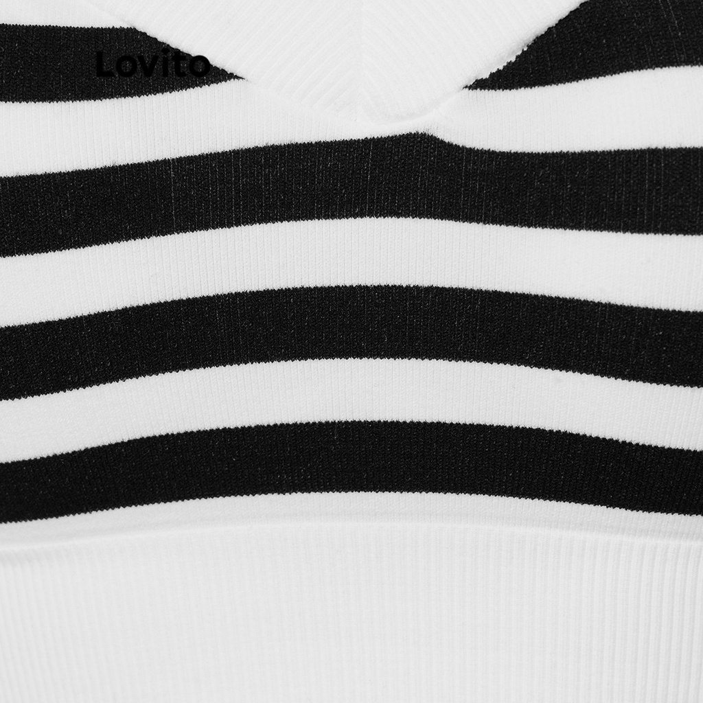 Lovito Yoga thể thao Dây đeo mỳ Ý Có thể tháo rời Đệm V Cổ thoải mái Phụ nữ đàn hồi tốt Áo ngực thể thao L34AD109 (Đa màu / Đen và Trắng)