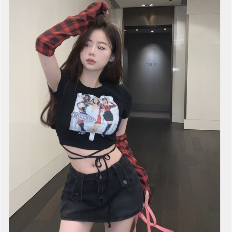 Áo Thun Croptop Thiết Kế Cột Dây Eo Cao Thời Trang Quyến Rũ Cho Nữ