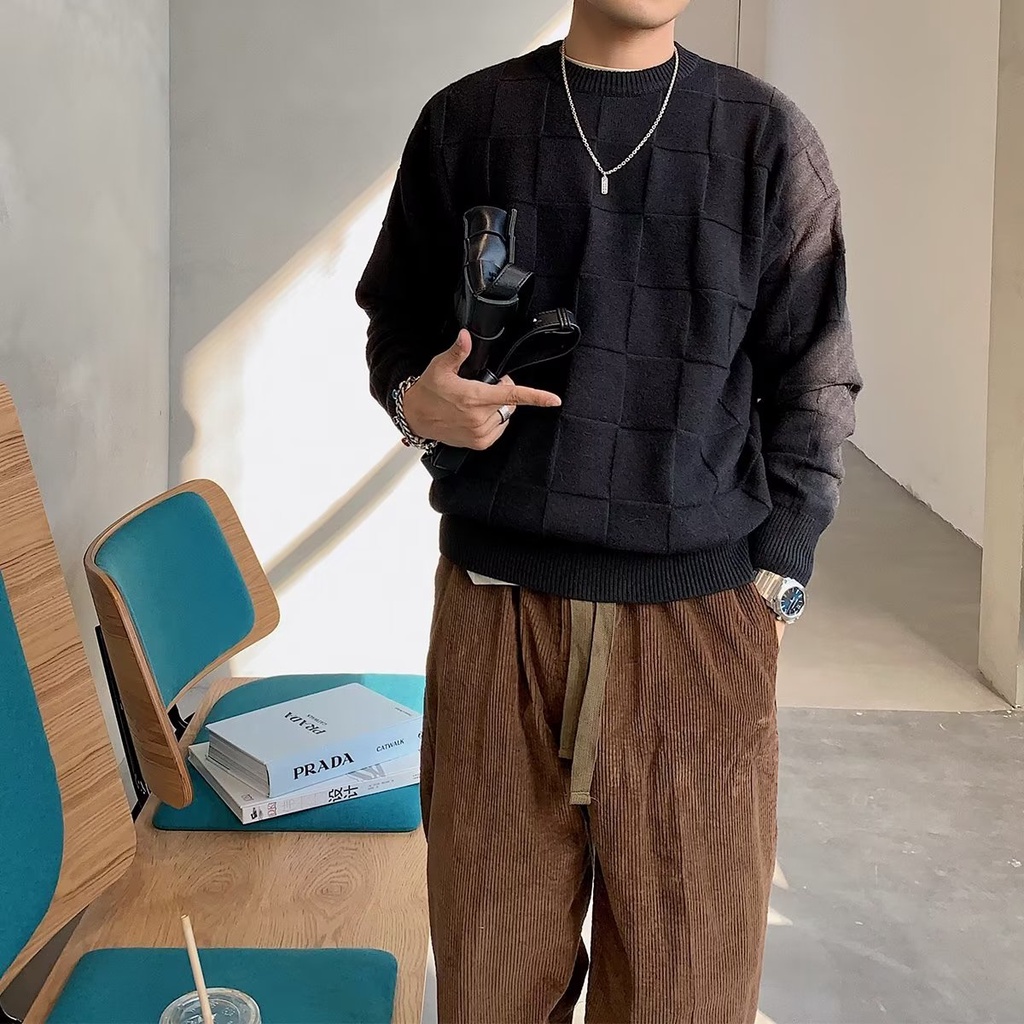 Áo sweater Kẻ Sọc Kiểu retro Thời Trang Mùa Thu 2022 Cho Nam Hàn Quốc áo sweater cổ lọ simple áo sweater form rộng áo sweater nỉ áo dài tay