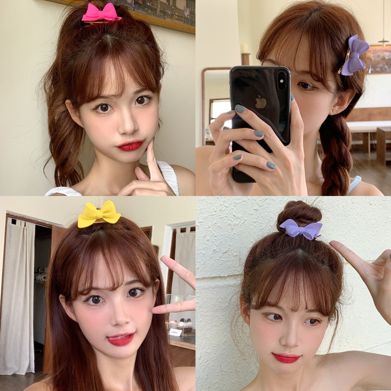 Dây buộc tóc cao su thắt nơ màu kẹo dễ thương cho nữ