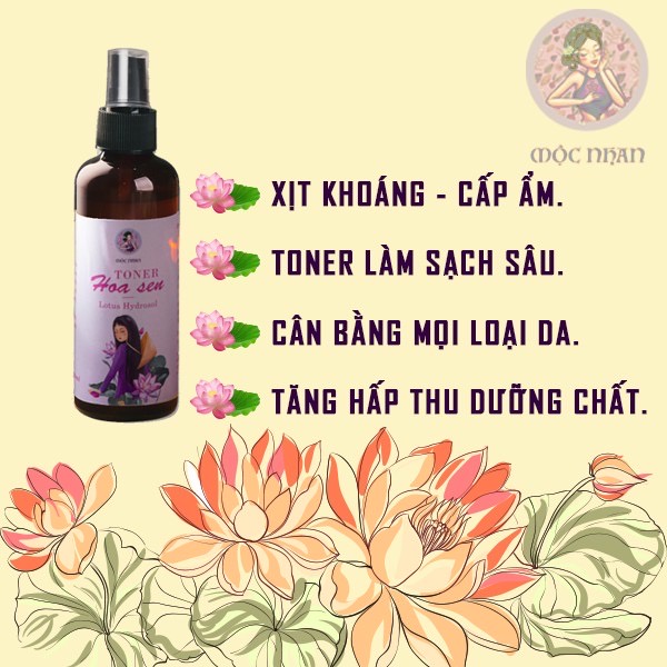 Toner hoa sen MỘC NHAN dưỡng ẩm, cấp nước, sạch sáng da từ hoa sen, nước cân bằng da cho mọi loại da - 100ml | BigBuy360 - bigbuy360.vn