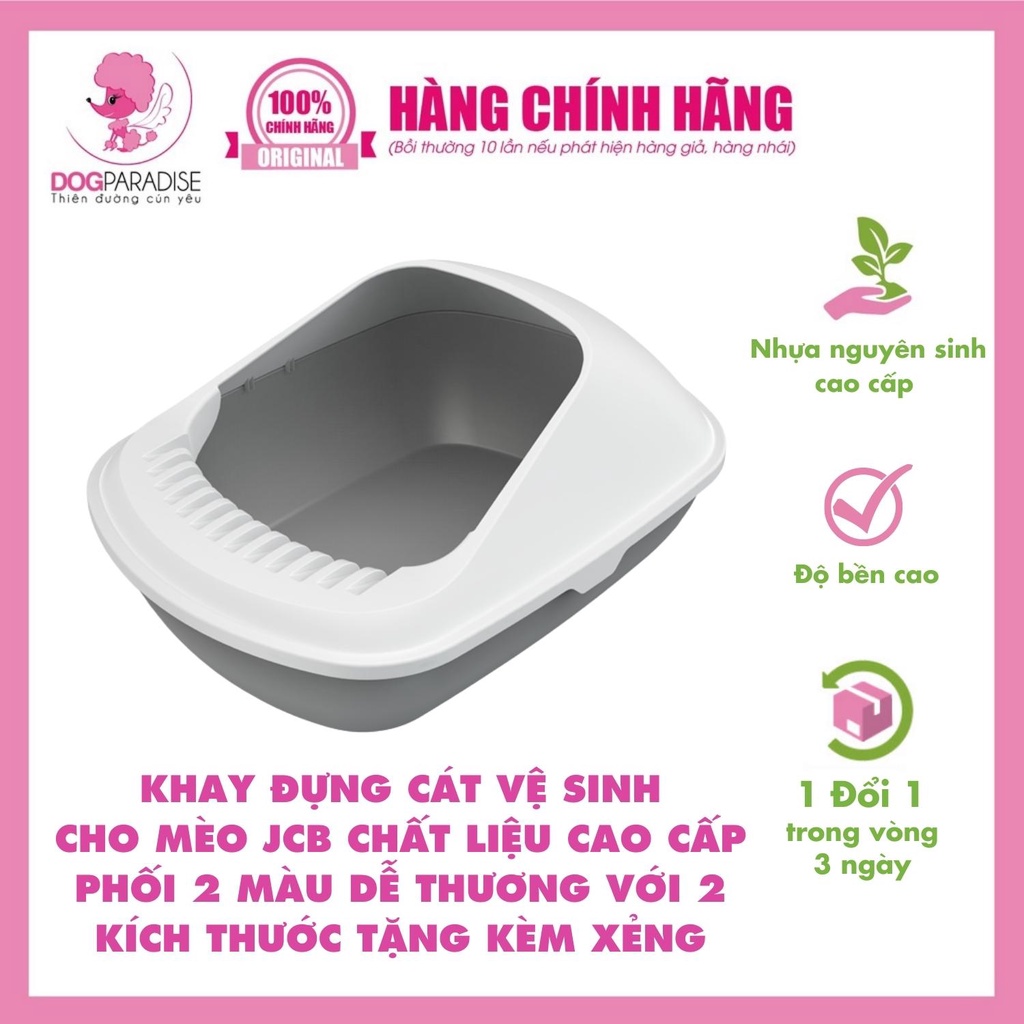 Khay đựng cát vệ sinh cho mèo JCB chất liệu cao cấp phối 2 màu dễ thương với 2 kích thước tặng kèm xẻng - Dog Paradise