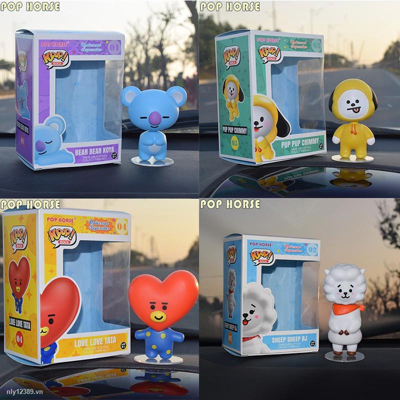 Mô hình nhân vật BT21 hoạt hình dễ thương trang trí xe hơi