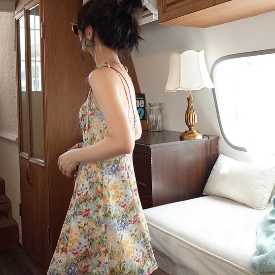 Đầm voan hai dây ZHELIHANGFEI họa tiết hoa thời trang xinh xắn cho nữ