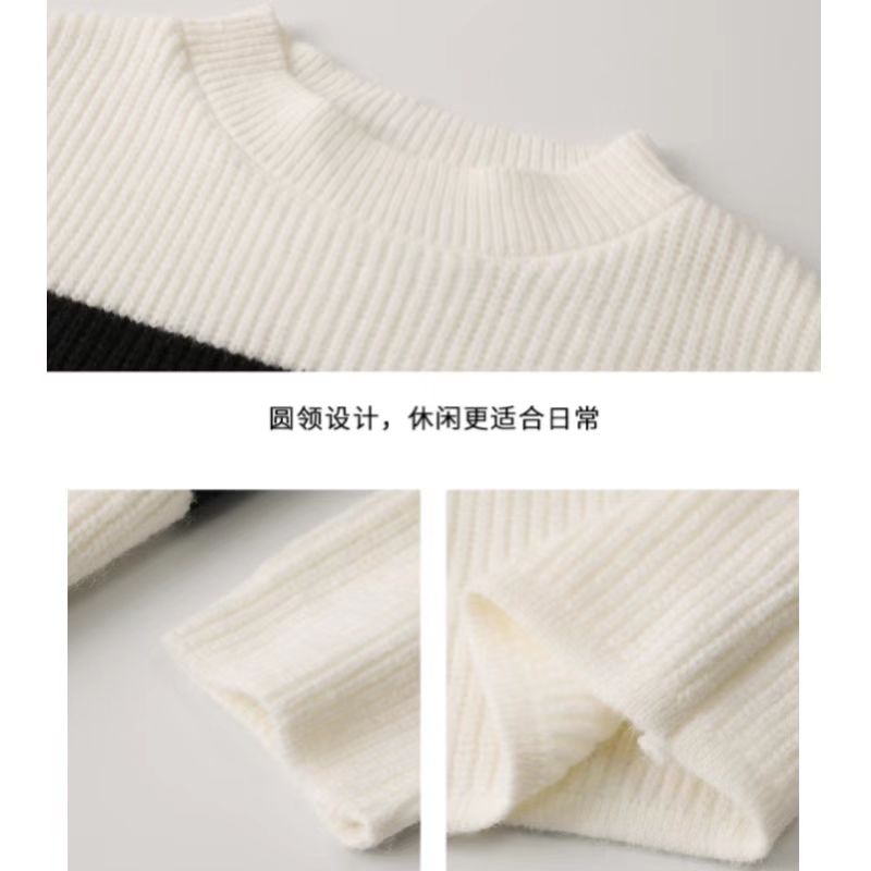 Áo sweater PERTY dệt kim dáng rộng họa tiết kẻ sọc phong cách Hàn Quốc retro thời trang mùa thu mới dành cho nữ