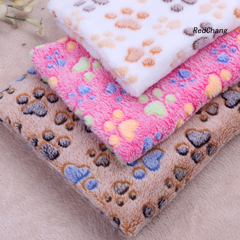 Thảm vải lông san hô ấm áp in họa tiết đệm chân chó mèo đáng yêu
