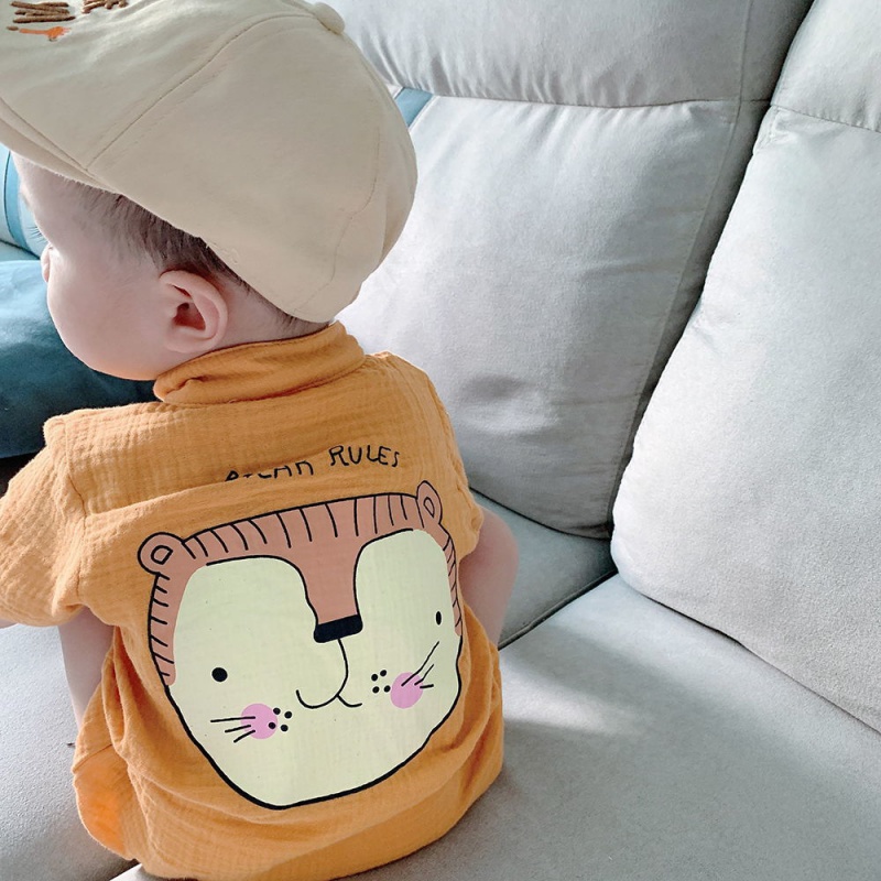 Áo liền quần Chất Cotton Hoạ Tiết Hoạt Hình Đáng Yêu Cho Bé