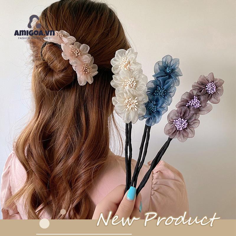 ✨✨Kẹp Tóc Đính Hoa Tạo Kiểu Tóc Duyên Dáng Đơn Giản