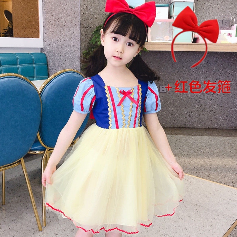 Đầm Công Chúa Bạch Tuyết Phối Lưới Thời Trang Mùa Hè Cho Bé Gái