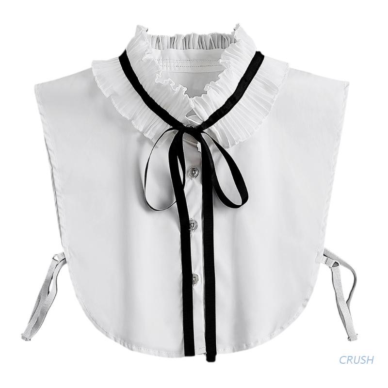 Cổ áo sơ mi trắng xếp ly thắt nơ phong cách vintage thanh lịch cho nữ | BigBuy360 - bigbuy360.vn