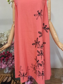 Váy Linen hoạ tiết vẽ tay
