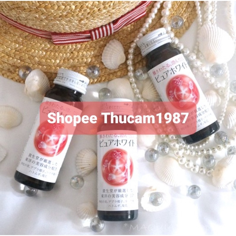 hộp 10 chai nước uống đẹp da Shiseido Pure Ưhite.