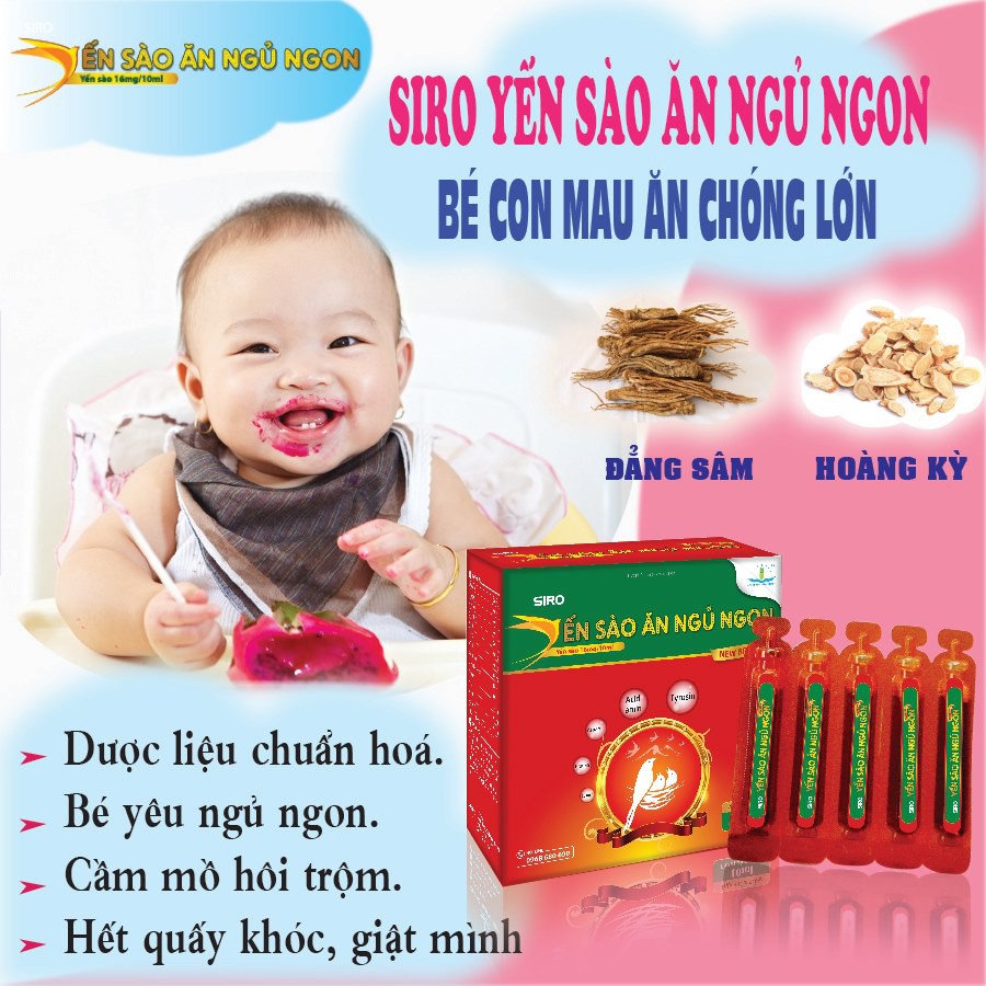 Siro Yến Sào Ăn Ngủ Ngon (Hộp 4 vỉ x 5 ống) Giúp Trẻ Ăn Ngon, Ngủ ngon, Cầm Mồ Hôi Trộm