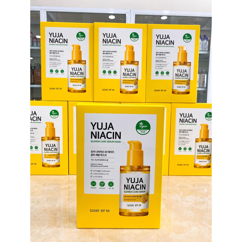 Hộp 10 Miếng Mặt Nạ Dưỡng Trắng Da Some By Mi Yuja Niacin Blemish Care Serum Mask Hàn Quốc