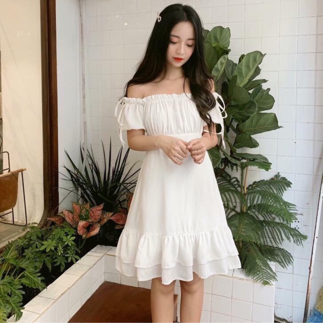 Váy bẹt vai đuôi cá 4 màu