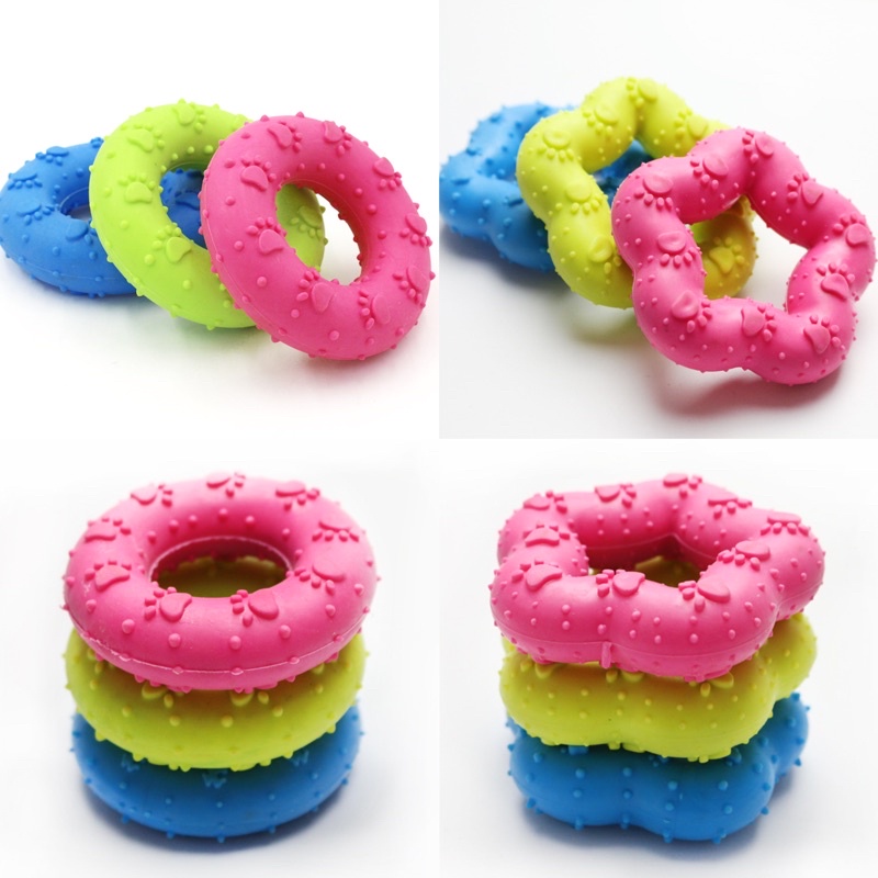 Đồ chơi cao su tự nhiên vòng tròn donut cho chó / Ngôi sao nhựa TPR gặm sạch răng cho cún - Tạp Hoá Thú Cưng Happy