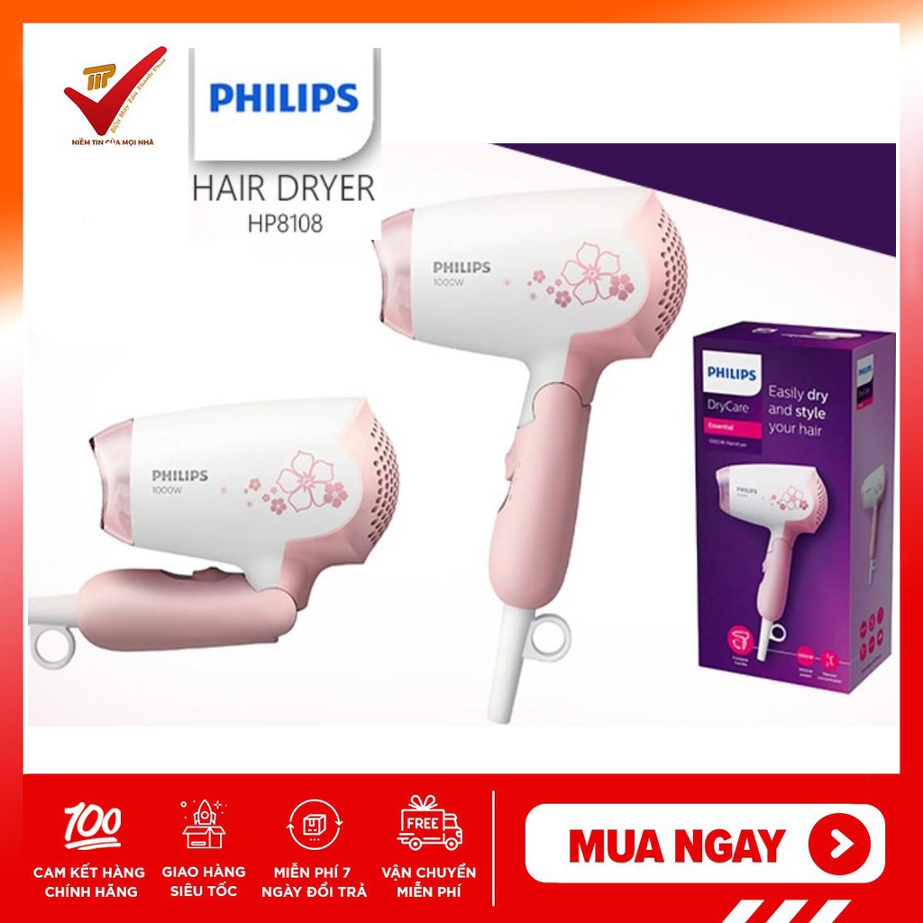 Bảo hành chính hãng - Máy sấy tóc du lịch có thể gấp gọn Philips HP8108