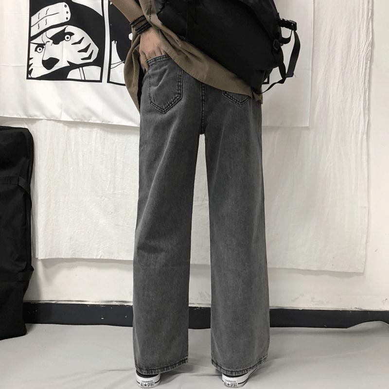 Quần Jean Nam, Quần Baggy Nam  ống rông màu xám Thời Trang Phong Cách Unisex ( ống rộng xám)