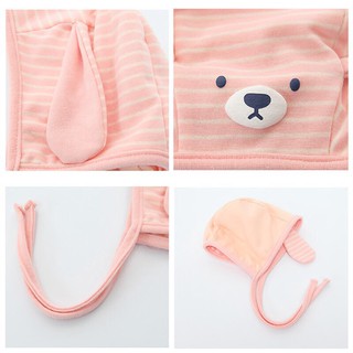Nón tai thỏ dài cotton có cột dây (Cho bé từ 6-24 tháng)