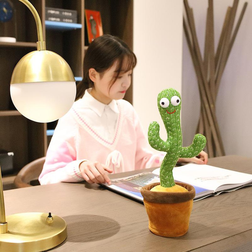 [Giá thấp nhất] Cây Xương Rồng Đồ Chơi Nhảy Múa Cho Bé -- USB Rechargeable Dancing Cactus Plush Doll Parroting/Recording Shake Toy Twist Dancing Toy with Song &amp; Dance Early Education Gift