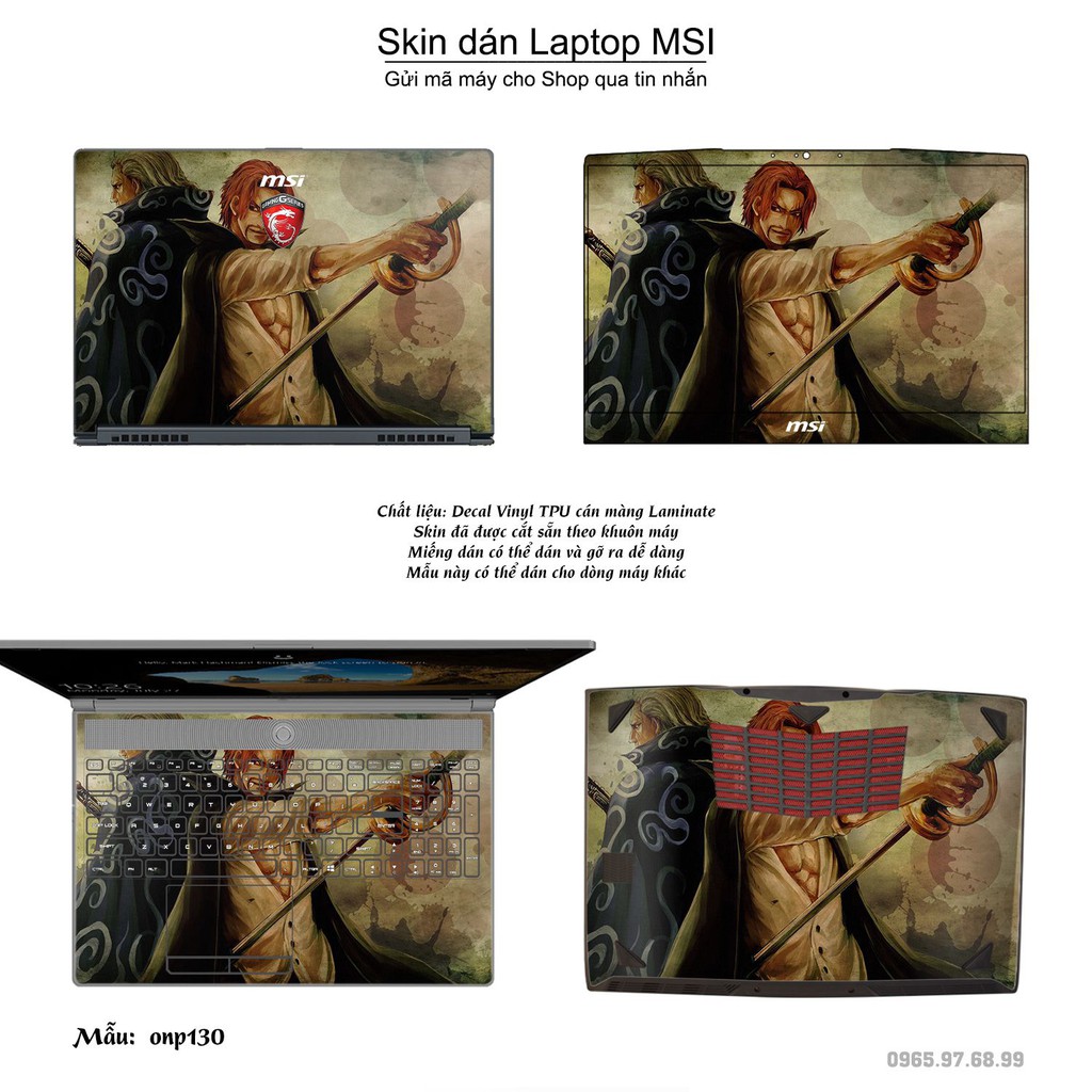 Skin dán Laptop MSI in hình One Piece nhiều mẫu 15 (inbox mã máy cho Shop)