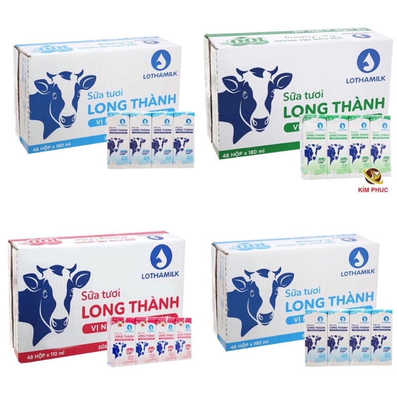 SỮA TƯƠI TIỆT TRÙNG LONG THÀNH MILK LOTHAMILK THÙNG 48 hộp 180ml