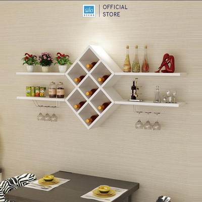 Kệ Vang Treo Tường Giấu Chân Đơn Giản SIB DECOR (Gồm 02 Giá Treo Ly)  KR09
