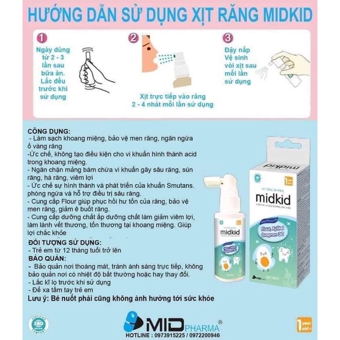 Xịt Midkid xịt chống sâu răng cho bé