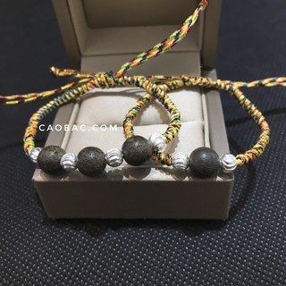 Vòng ngũ sắc gỗ trầm hương mix bi bạc