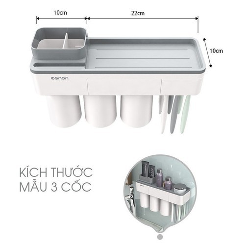 Kệ Để Bàn Chải Kem Đánh Răng OENON, Cốc Hút Từ Tính Nhả Kem Đánh Răng Tự Động Không khoan tường cao cấp