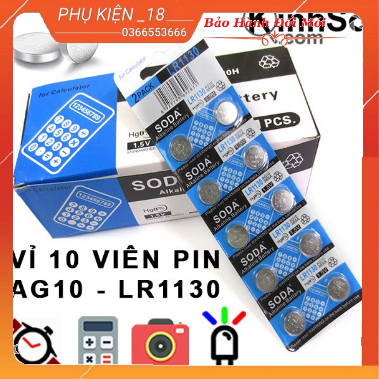 Vỉ 10 viên pin cúc áo LR1130 AG10 dành cho các loại kinh soi