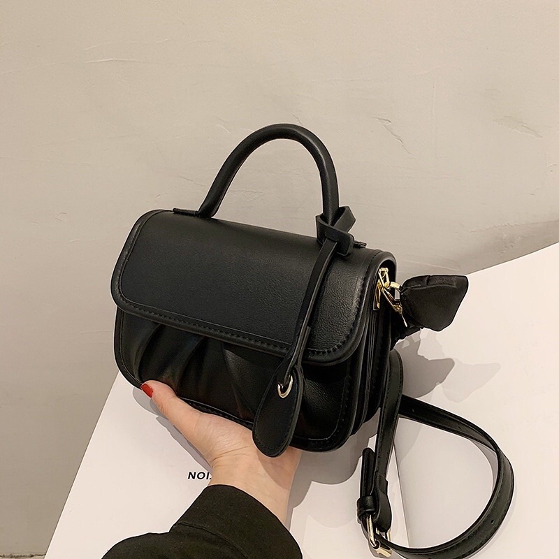 Túi xách nữ đeo chéo cao cấp da mềm trơn đáy nhúm phong cách hàn quốc Zuliashop8386