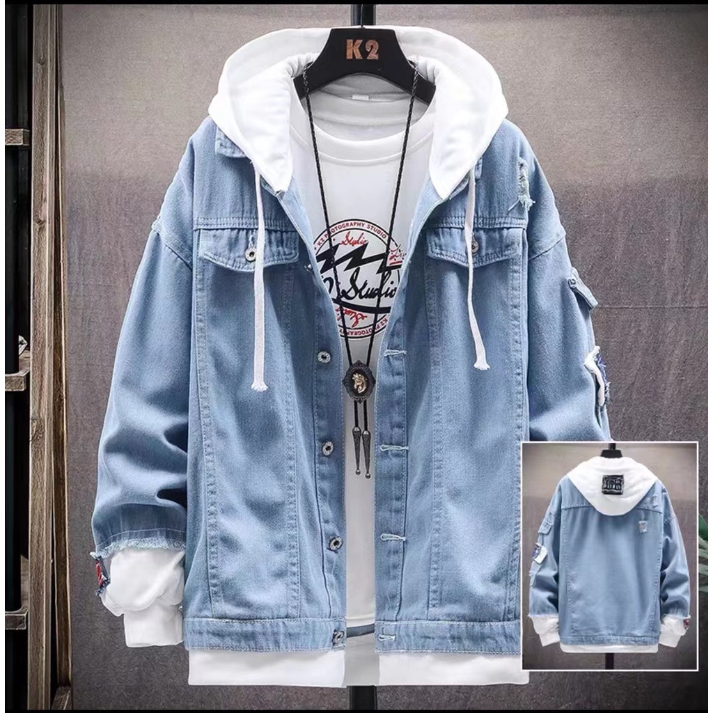 Áo Khoác Nam - áo Khoác Jean nam chất bò Xanh Trơn Nhạt Cao Cấp TTE303